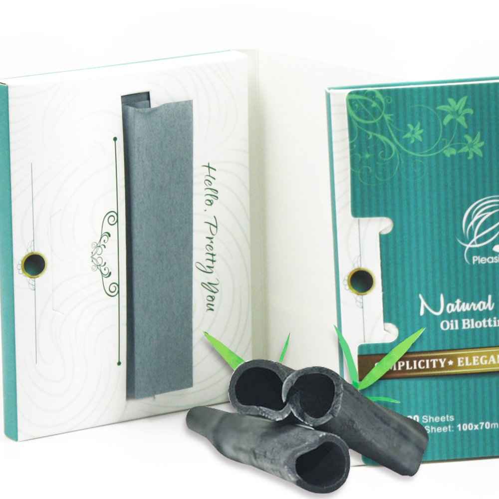 PleasingCare Oil Absorbing Facial Blotting Sheets For Oily Skin, 100 Count, pack of 6 - Natural Bamboo Charcoal Handy Face Blotting Paper for Both Women and Men Use