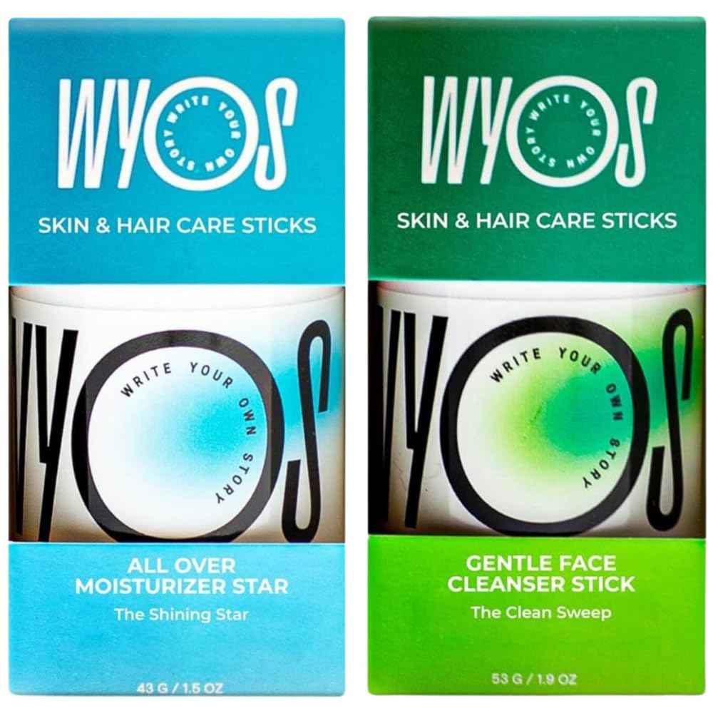 WYOS Moisturizer Oil Stick + Face Cleanser Stocking Stuffer Bundle | Travel Size, Leak Free, Vegan, Cruelty Free, Sulfate Free, Portable, Paraben Free, Sulfate Free
