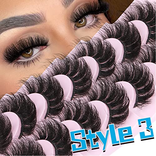 Mink Lashes 21 Pairs 5D Wispy Fluffy False Eyelashes Natural