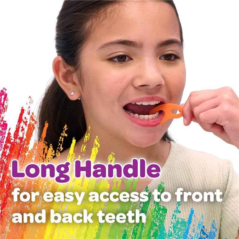 GUM Crayola Twistables Kids Flossers with Fluoride - Designed for Little Hands - Three Fun Fruit Flavors - Easy to Use Kids Floss Picks for Children Ages 3+, 75 ct (4pk)