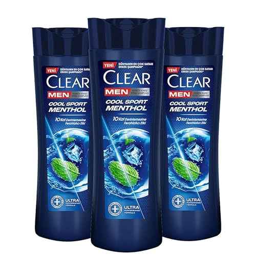 NEW Clear Men Anti-Dandruff Shampoo Cool Sport Menthol Refreshing Menthol Effect 350 ml (3 Pack (350ml / 11.83fl oz Each))