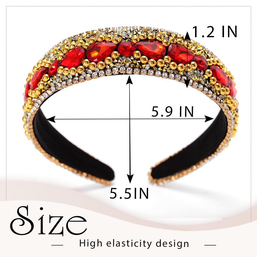 Barode Rhinestone Headbands Colorful Glitter Crystal Wide Headband Bejewelled Hairband Shell Pearl Bling Hair Accessories for Women (L)