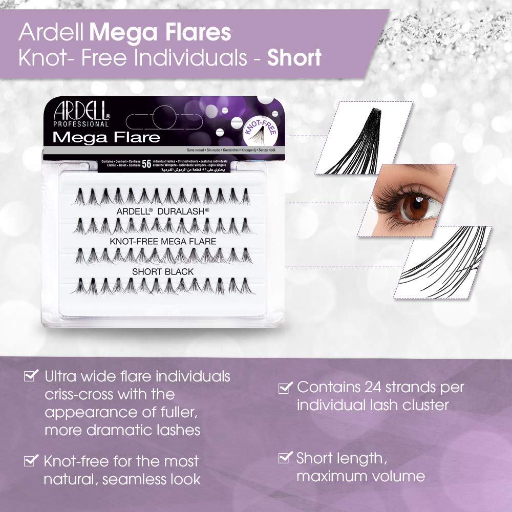 Ardell False Eyelashes Mega Individuals Knot-Free Short Black 4 Pack