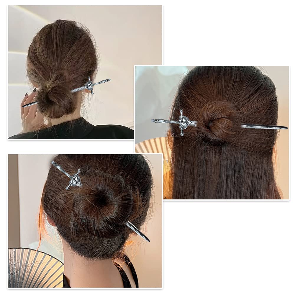 LELEVTXP 2 Pcs Metal Sword Hair Sticks Vintage Hair Chopsticks Simple and Elegant Hair Pins Sticks for Women and Girls Daily Wear