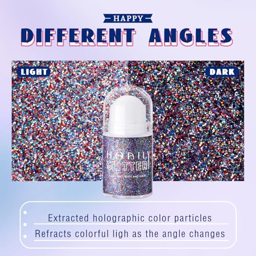 HOSAILY Red White and Blue Roll-On Body Glitter Gel for 4th of July