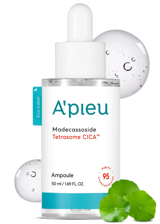 A'PIEU Madecassoside Tetrasome Cica Face Serum Ampoule 1.69 Fl oz / 50ml - Upgraded Madecassoside Ampoule, Enhanced Skin Protection, Tetrasome Technology, Smooth Application, 3x Faster Absorption