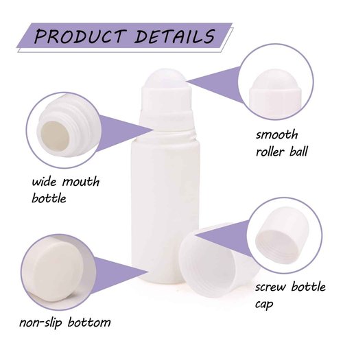 8 Packs Roll On Deodorant Bottles 1.7oz/50ml Empty Deodorant Containers Plastic Rollerball Bottles Refillable Roller Container For Homemade Natural Deodorant