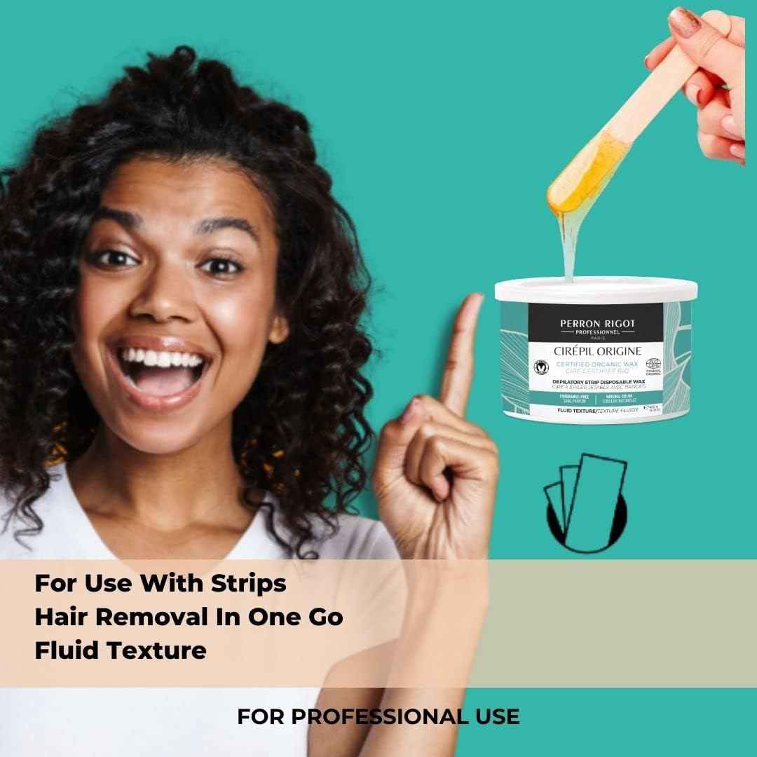 Cirepil - Origine - 400g / 14.11 oz Wax Tin - COSMOS Certified Organic Wax - Free of Colorants, Fragrance, Petrochemicals and Minerals - Thin Gel Texture - Perfect for Large Areas - Strips Needed