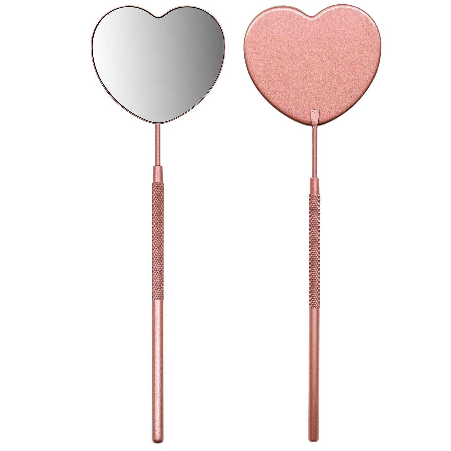 Miuffue 2.2inch Lovely Lash Mirror, Heart Shaped Detachable Stainless Steel Eyelash Mirror for Eyelash Extensions, Lash Supplies and Tool for Techs, Pink