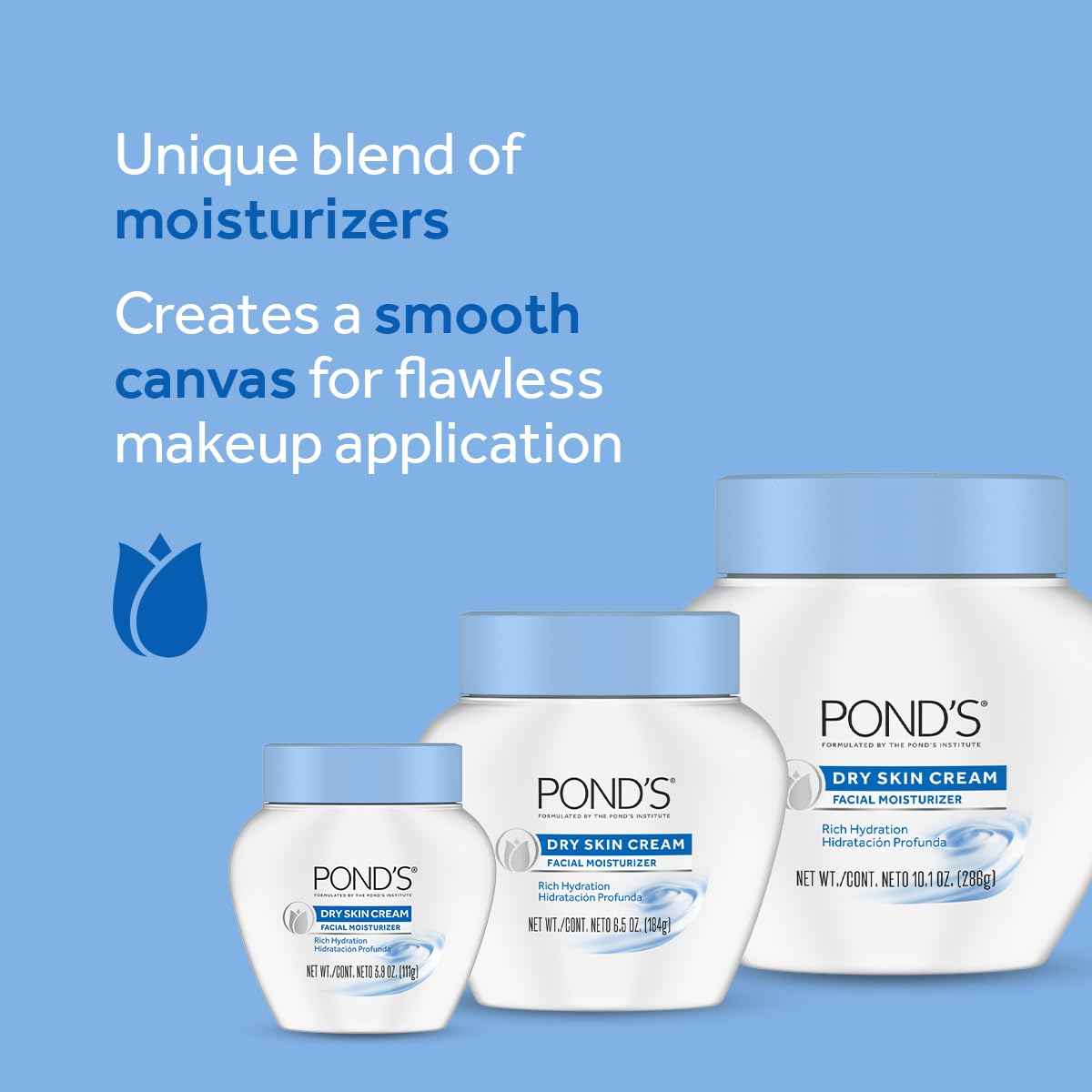 POND'S Dry Skin Cream, Face Moisturizer for Women, Daily Skin Care Facial Moisturizer Cream for Dry Skin 10.1 oz 3 Pack