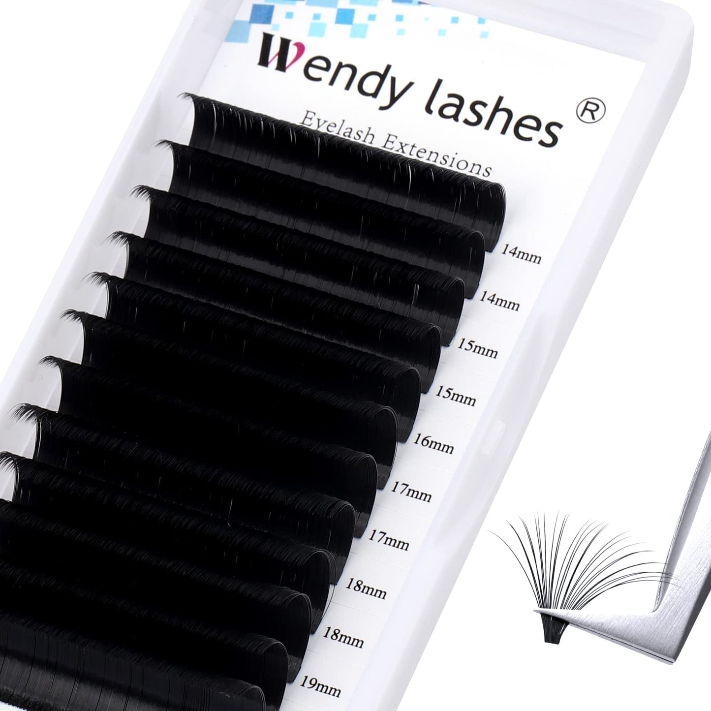 Wendy Lashes Easy Fan Lash Extensions D Curl Eyelash Extension Volume Lash Extension Rapid Self Fanning Lashes 0.07 thickness Eyelash Extensions Mega Fans 14-20mm Lashes Extensions(0.07-D,14-20mm)