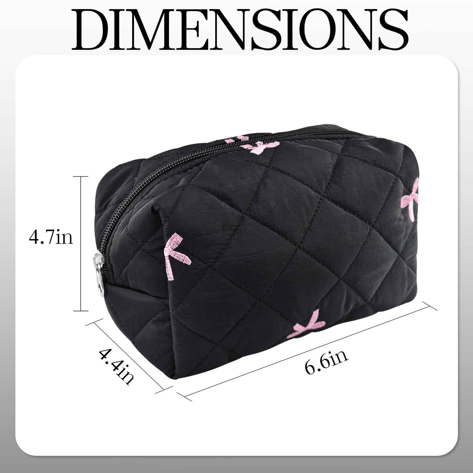 AMZMA Quilted Makeup Pouch,Cotton Puffy Makeup Bag, Coquette Cosmetic Bag for Women and Girls, Aesthetic Organizer Bag, Cute Flower Travel Toiletry Bag