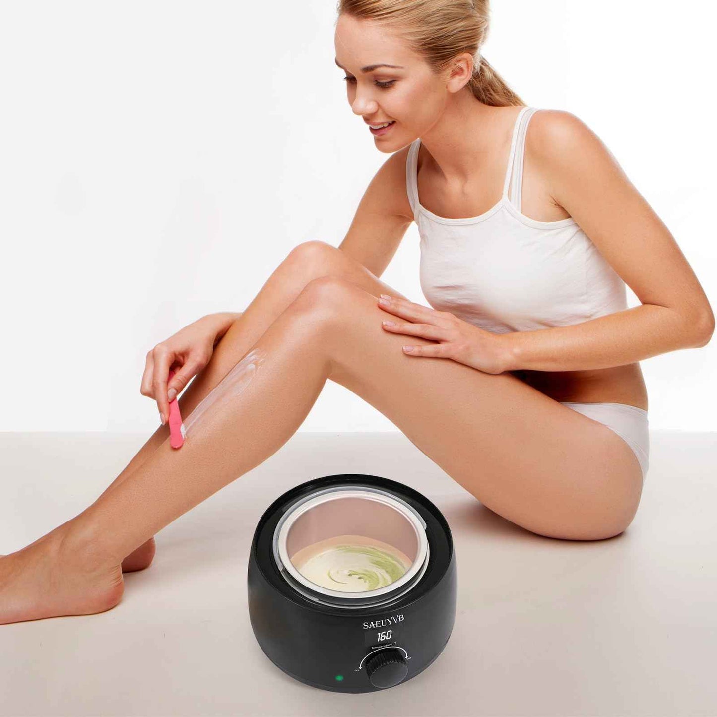 SAEUYVB Professional Digital Wax Warmer with Lid and 16oz Pot for Hair Removal (Black)