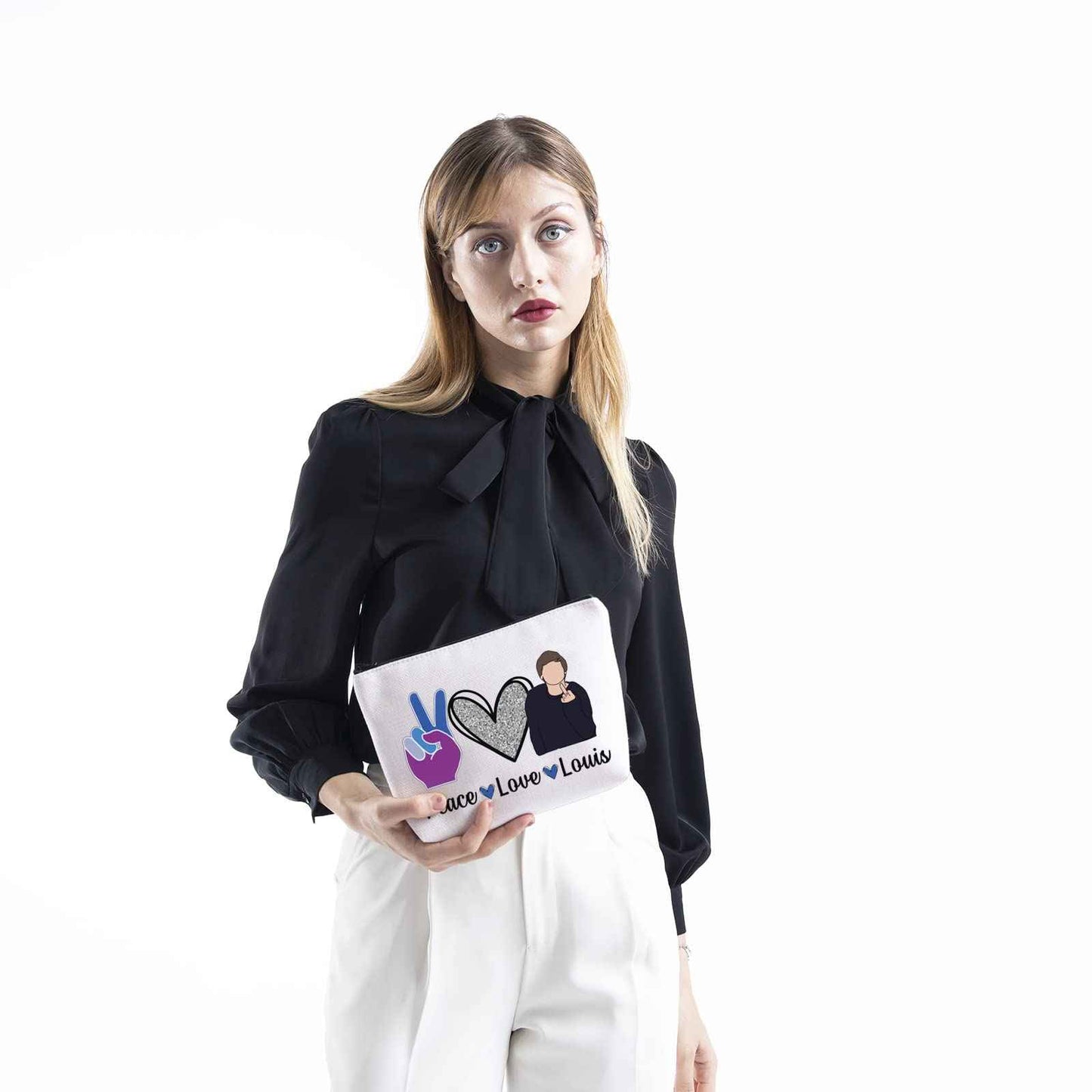 TSOTMO Music Fans Gift Peace Love Louis Gift For Women Zipper Pouch Makeup Bag (Peace Love Louis)