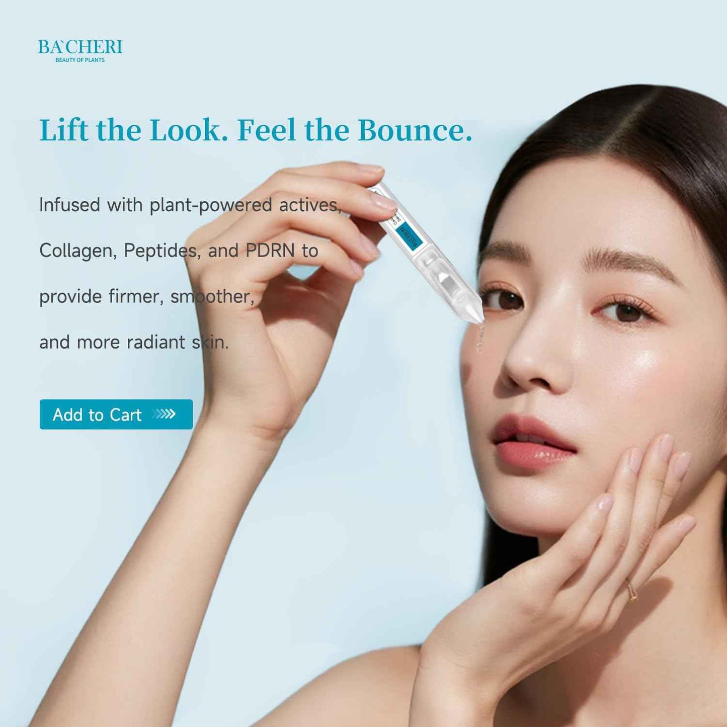 BACHERI Collagen Peptide Anti-Aging Serum with PDRN – Triple Collagen, Peptide Complex & Botanical Extracts for Firming, Hydration & Skin Barrier Repair – Ampoule Serum Set 1.5ml x 30