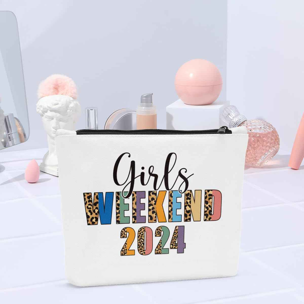 Sldpngo Funny Girls Weekend Gifts 2024 Travel Makeup Bag Girls Trip Gifts Favors Weekend Make Up Bag Travel Gifts for Women Her Girls Travel Cosmetic Bag for Travel Weekend Holiday Trip Vacation