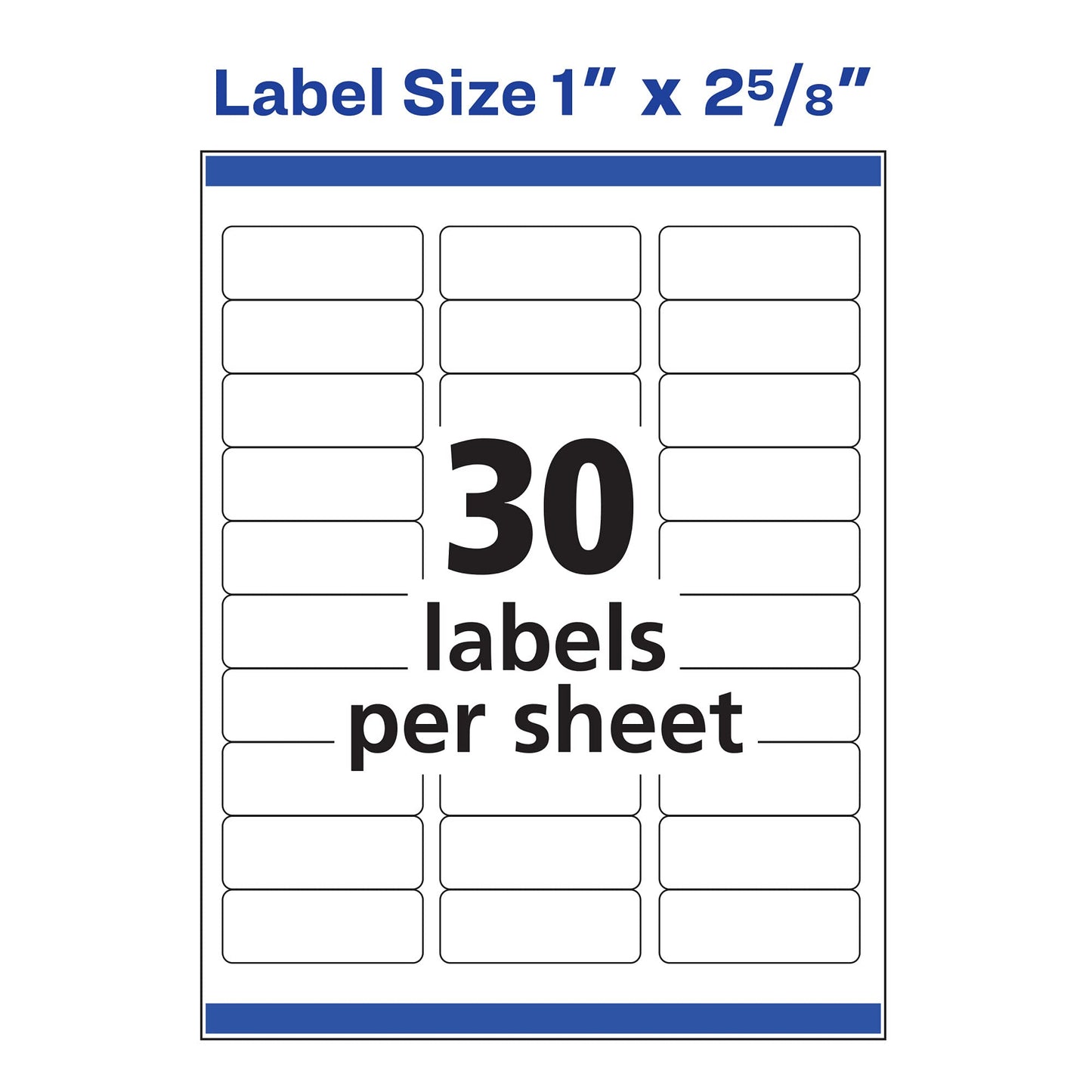 Avery Address Labels with Sure Feed for Inkjet Printers, 1 x 2-5/8, 3,750 Labels, Permanent Adhesive (5 Packs 8160)