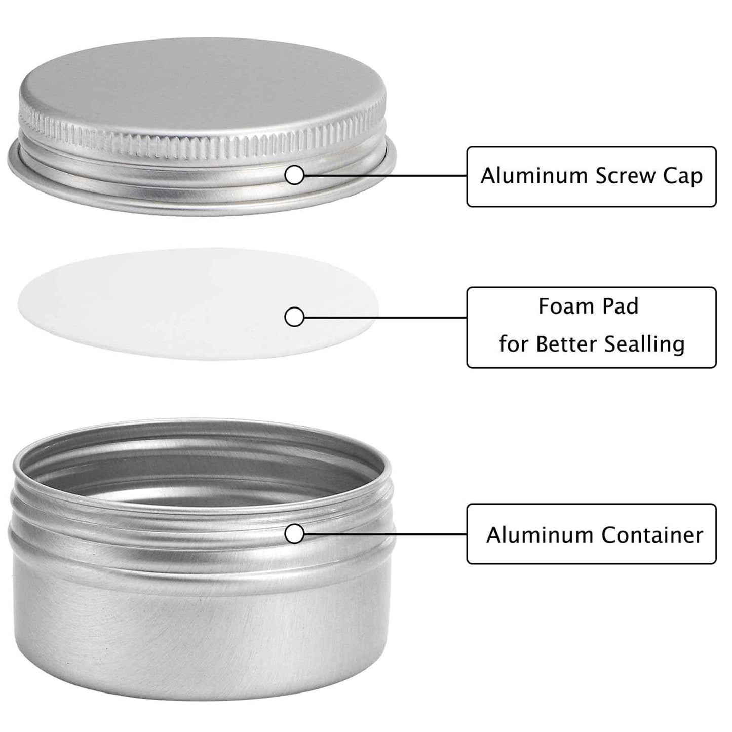 Tosnail 48 Pack 1 Oz / 30 ML Mini Metal Round Tins with Screw Lids, 1.85 Inch Empty Sample Jars, Travel Storage Containers