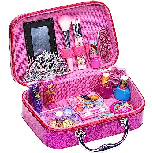 Townley Girl Disney Princess Tiana, Cinderella, Jasmine, Moana and Ariel Fashion Purse Set with Makeup, Toys Gift for 3 4 5 6 7 8 9 10 11 12 Years Old Kid