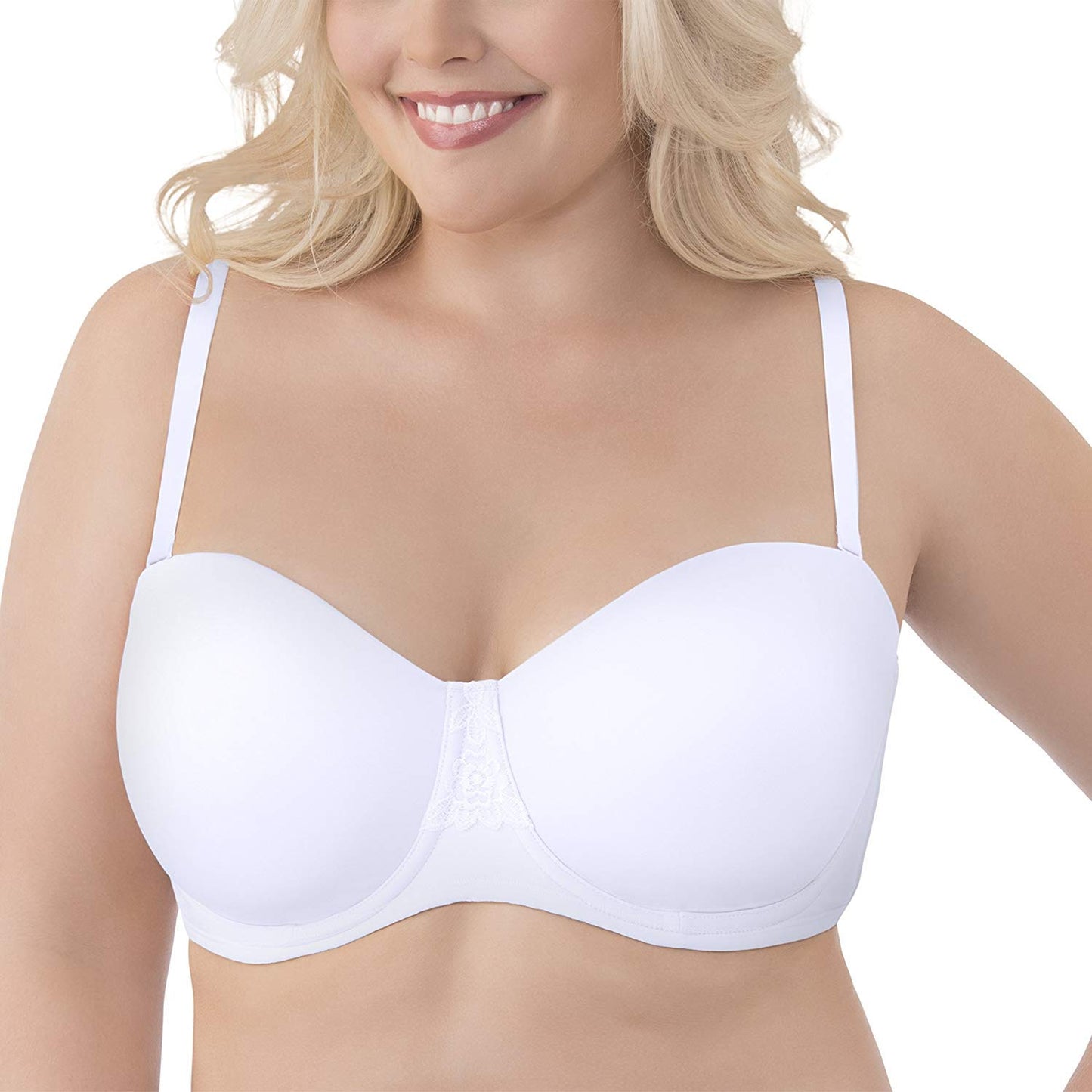 Vanity Fair Women's Beauty Back Smoothing Strapless Bra, 4-Way Stretch Fabric, Lightly Lined Cups up to H, Star White