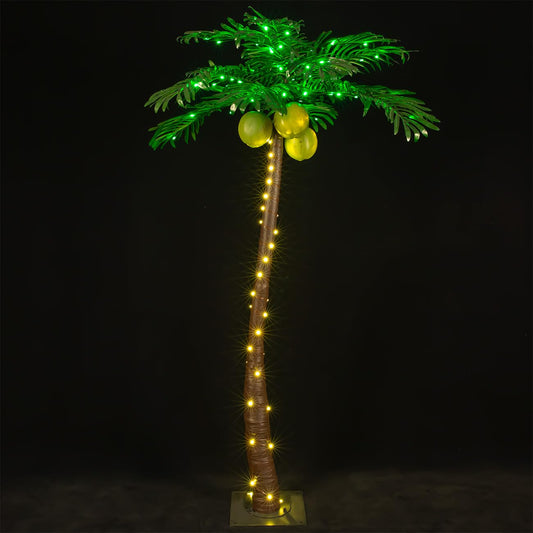 Tybeeu 5ft Lighted Palm Tree with Glowing Coconuts - Dimmable, UL Certified, Waterproof - Ideal for Indoor and Outdoor Decoration