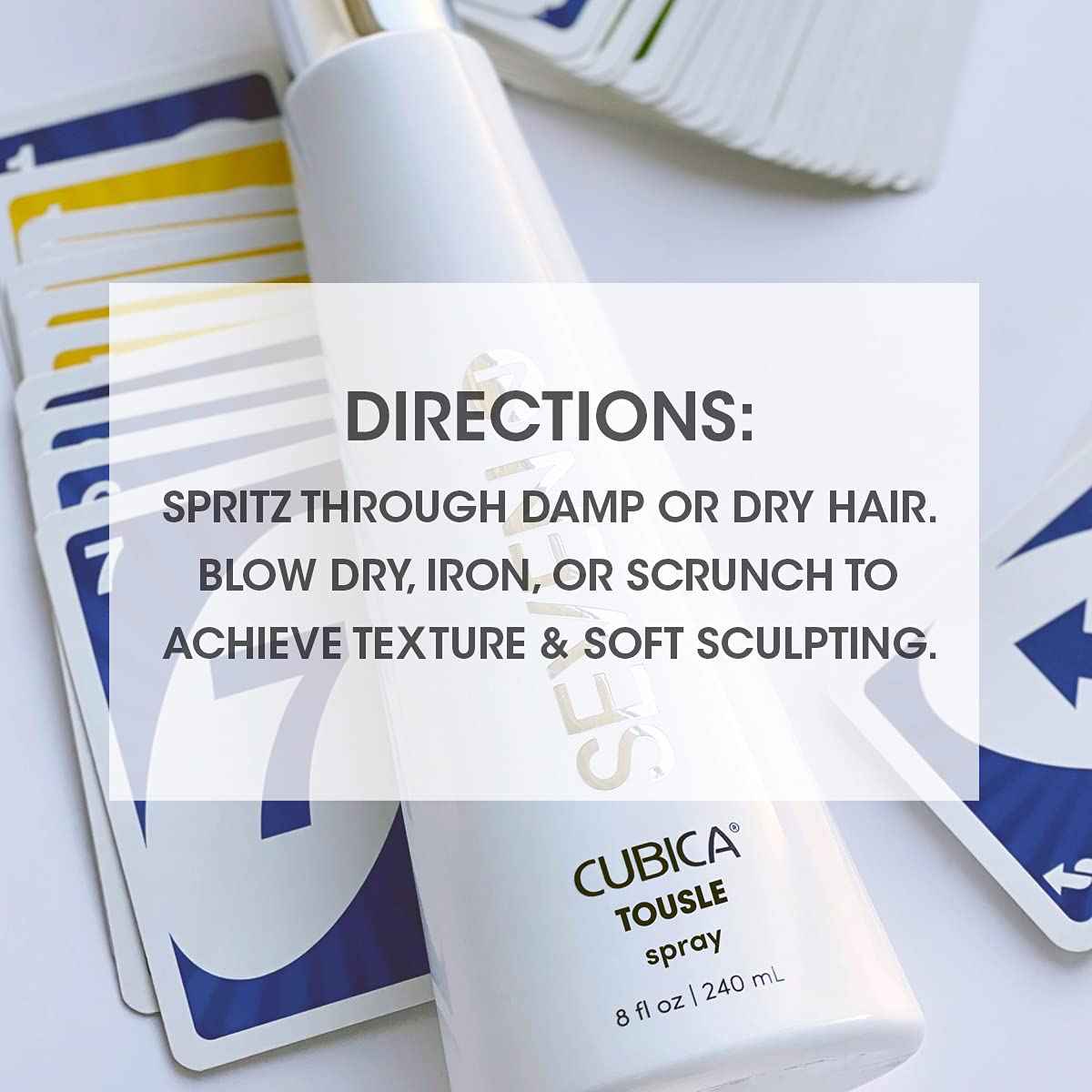 SEVEN Hair Care CUBICA TOUSLE Texture Hair Spray for Women & Men, Dry Wax Hairspray for Volume, Body + Beachy Waves, ProVitamin B5, Green Tea, Sunflower Seed + Jojoba, Cruelty Free, Made in USA, 8 oz