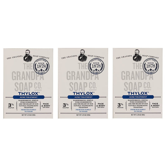 Grandpa's Thylox Acne Treatment Soap with Sulfur - 3.25 oz (3-pack)