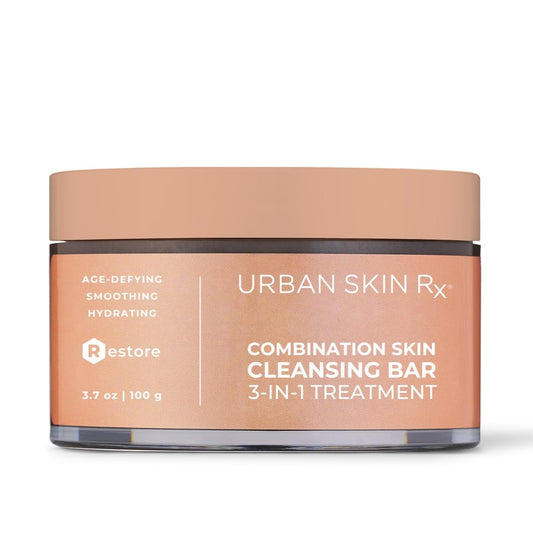 Urban Skin Rx Combination Skin Cleansing Bar | 3-in-1 Daily Cleanser, Exfoliator, and Mask Smooths, Hydrates, Improves the Appearance of Skin Tone + Texture, Formulated with Salicylic Acid | 3.7 Oz