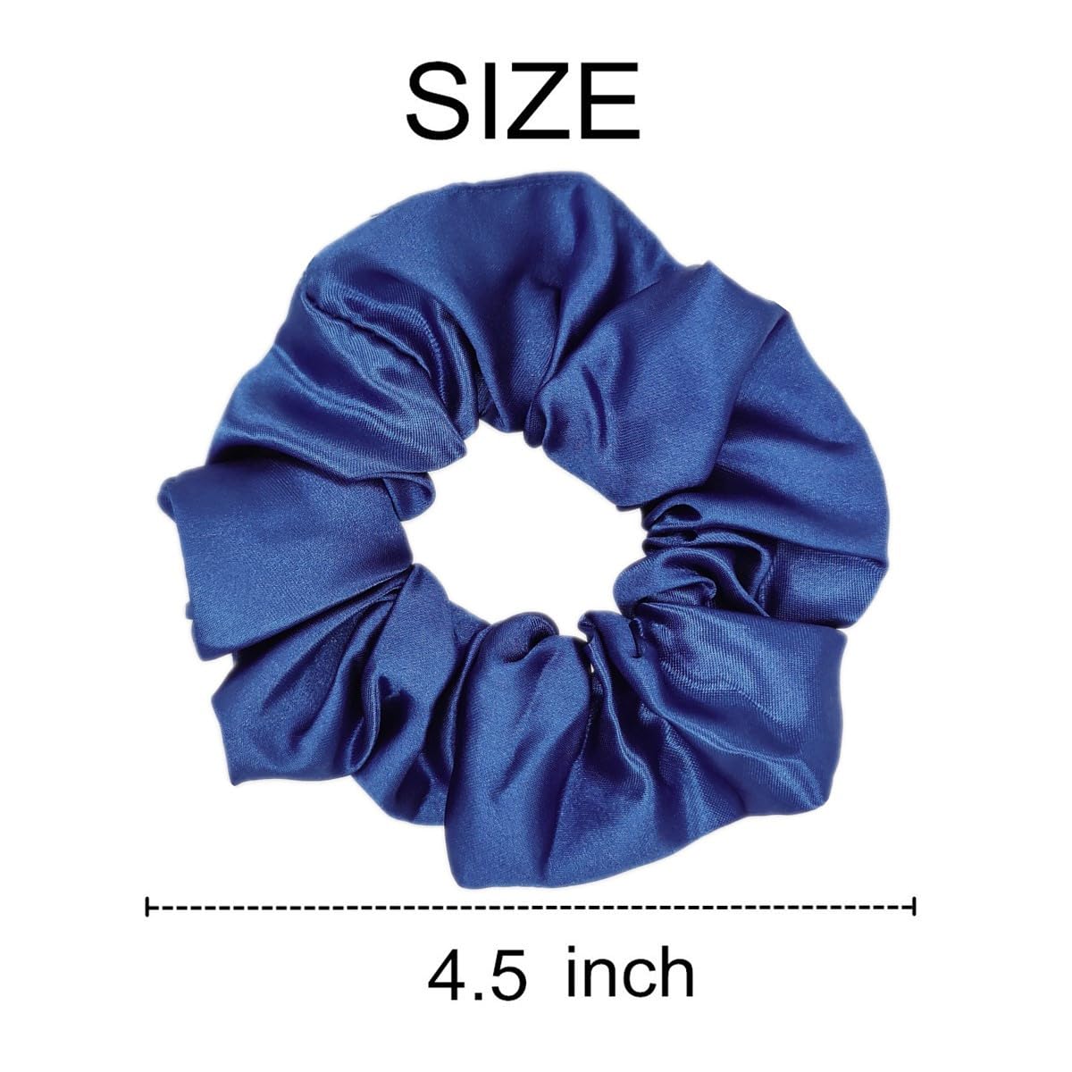 Sufermoe 6 Pcs Satin Silk Hair Scrunchies, Dark Blue (4.5 Inch) - Hair Ties for Women and Girls, Hair Accessories