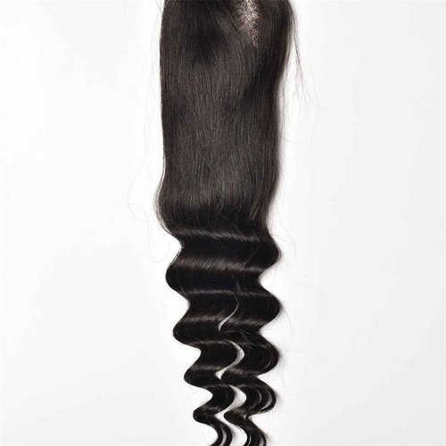 Brazilian Loose Deep 2x6 Lace Closure 100% Unprocessed Human Virgin Hair Pre Plucked Loose Deep Wave Pre-Plucked Hairline Frontal Closure Natural Black With Baby Hair (16inch, 2x6 loose deep closure)