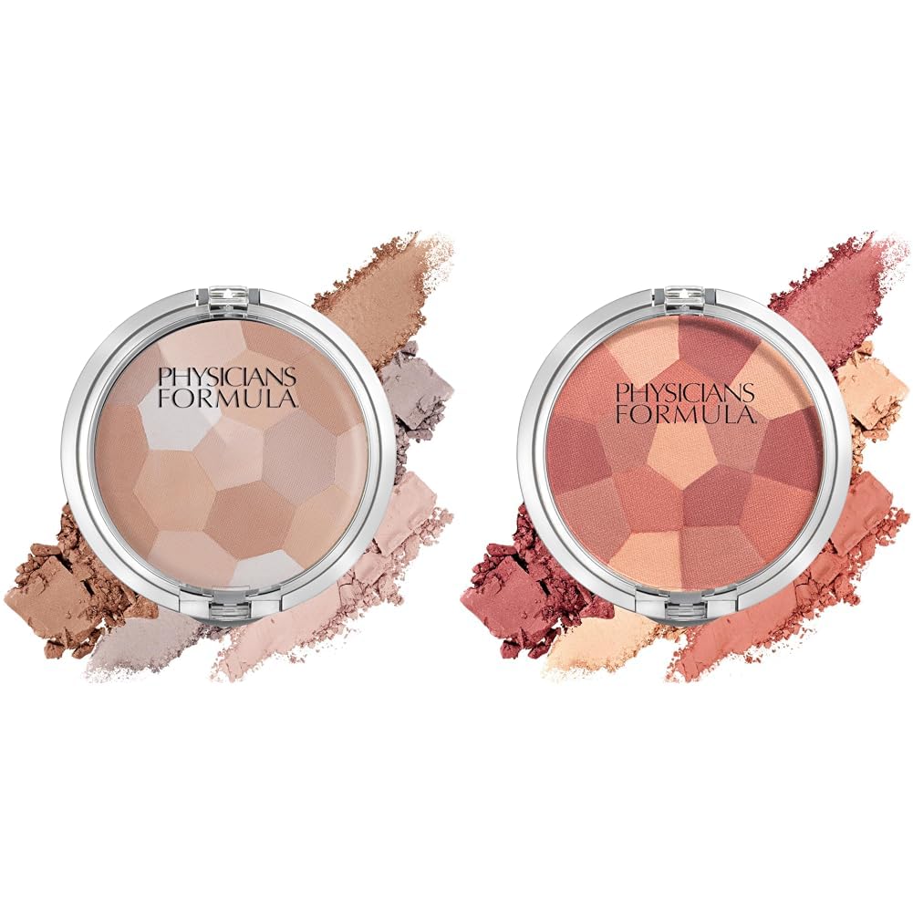 Physicians Formula Setting Powder Palette Multi-Colored Pressed Finishing Powder Translucent & Powder Palette Multi-Colored Blush Powder Blushing Rose, Dermatologist Tested