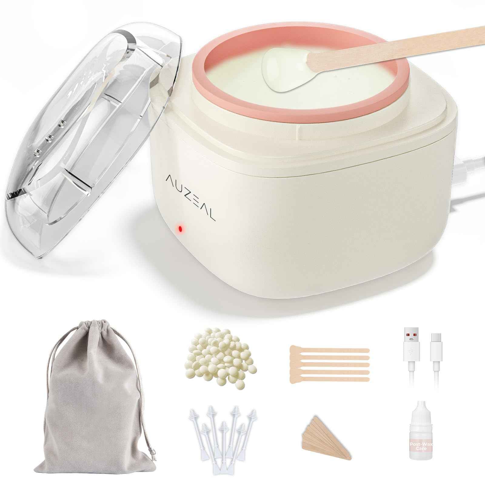 AUZEAL Mini Eyebrow Wax Kit for Women, Wax for Eyebrows Hair Removal, 26 Eye brow Waxing Sticks, 100g Brow Waxing Beads, USB Fast Heat, Smart Constant Temp, Travel or Home Use