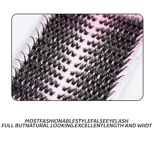 Lash Clusters Wispy Eyelash Clusters D Curl Left&Right Cluster Eyelashes Extensions Cluster Lashes DIY Individual Volume Lash Extension 14 rows Thin Band Cat Eye Lashes (100D)
