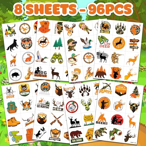 96 PCS Hunting Themed Temporary Tattoos for Kids