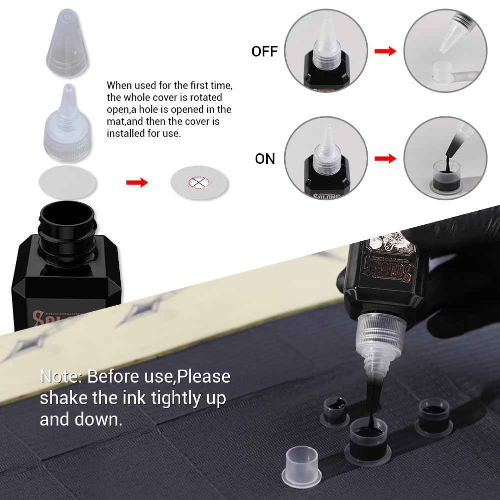 Tattoo Ink,Solong S Series 3.4oz(100ml) Professional Black Tattoo Ink for Outlining,Shading and Blending-Premium Black Tattoo Supplies,TI303S-100-031