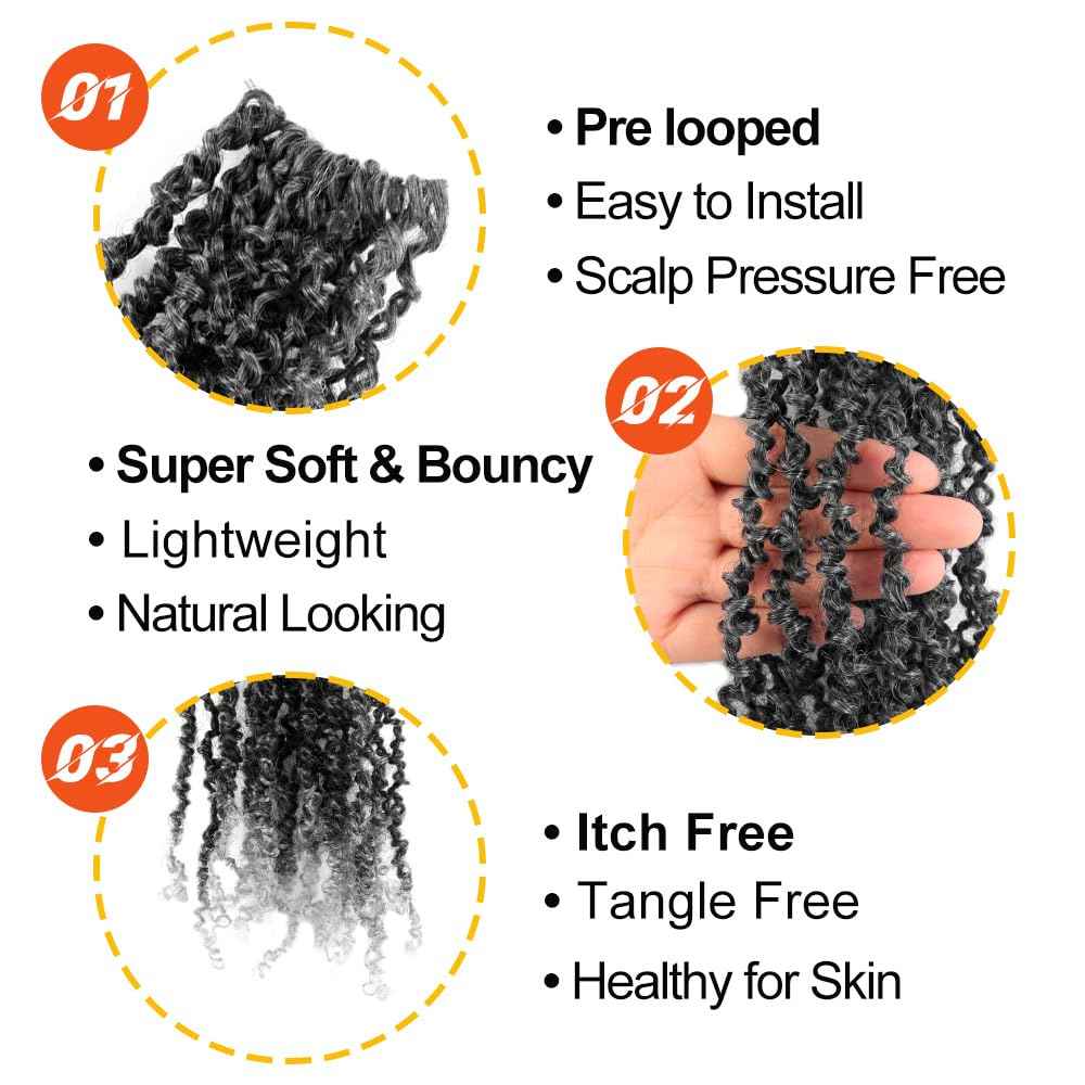 Cisinpo Yanky Twist Crochet Hair 12 Inch 10 Packs Pre-Twisted Ombre Grey Micro Spring Twist Boho Senegalese for Black Women(TGrey, Total 200 Strands)