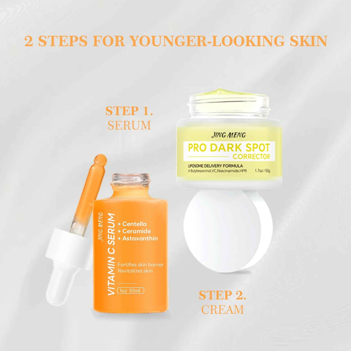 JING MENG Vitamin C Liposomal Face Serum, Dark Spot Corrector, Instantly Calming, Soothing,Radiance Boosting Anti-Aging, Even Skin Tone with Centella Asiatica, Ceramide, Astaxanthin, Hyaluronic Acid