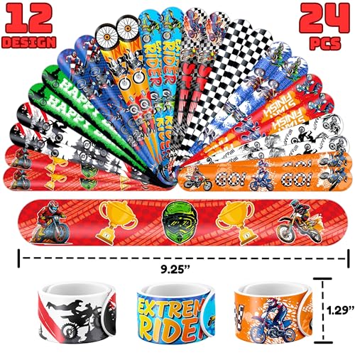 72 Pc Dirt Bike Party Favors - Tattoos & Slap Bracelets