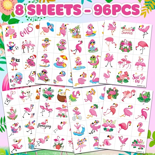96 Piece Flamingo Temporary Tattoos for Kids