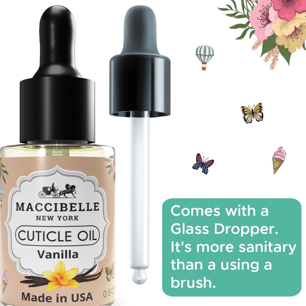 Maccibelle Cuticle Oil 0.5 oz - Heals Dry Cracked Cuticles (Sweet Vanilla, 0.5 Fl Oz)