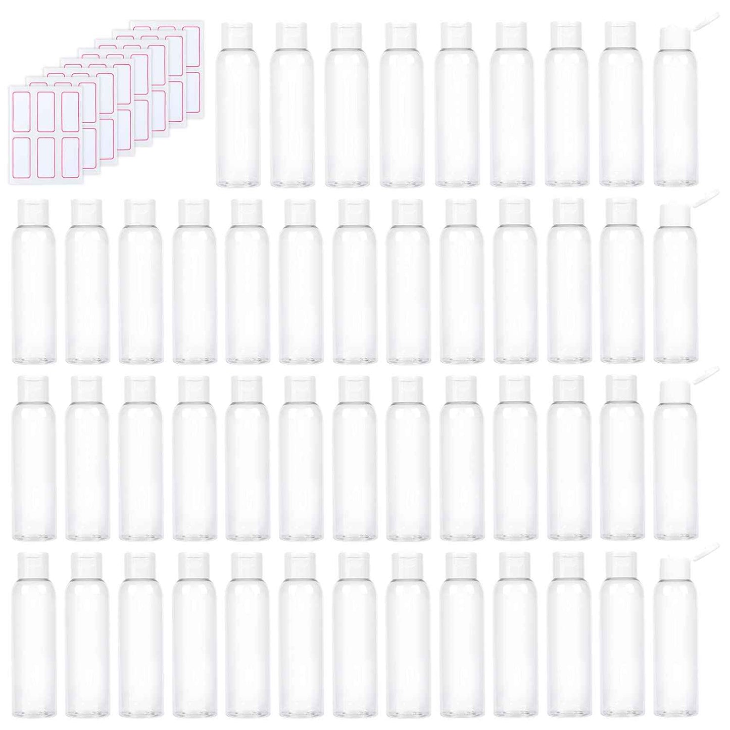 Trendbox 120ml/4oz Clear Plastic Empty Bottles with Flip Cap BPA-Free Travel Containers for Shampoo, Lotions, Liquid Body Soap and Massage Oils - 48 Pack