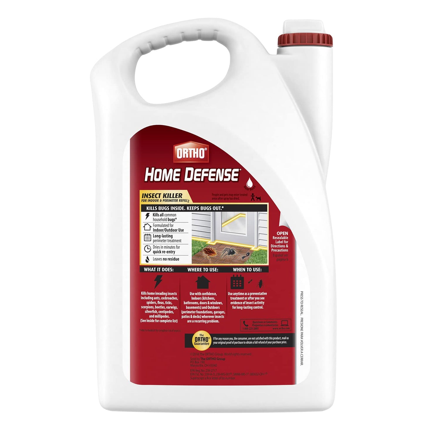 Ortho Home Defense Insect Killer for Indoor and Perimeter Refill2, Pest Control to Kill Ants, Roaches and Spiders, 1.33 gal.