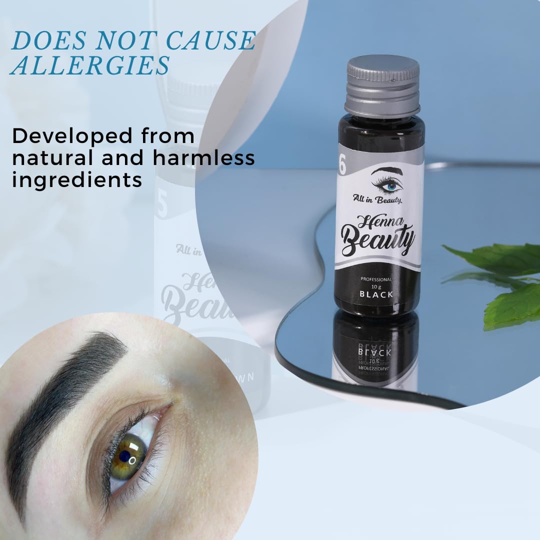 Henna for Brow Coloring and Tinting , Made from Natural and Harmless Ingredients, Tint your Brows, Long Lasting and Waterproof (Black)