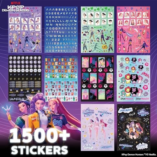 Netflix KPop Demon Hunters 1500+ Sticker Sheet Pack, 20 Sheets