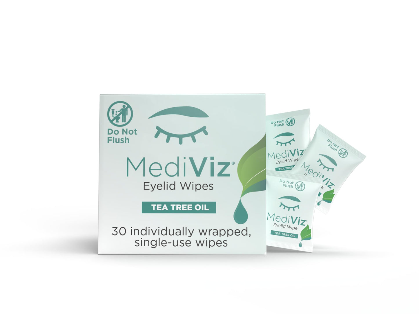 MediViz Tea Tree Eyelid Cleanser Wipes – 30 Single-Use Towelettes – Eyelash & Eyelid Wipes for Soothing Dry Eye Irritation, Demodex Removal & More