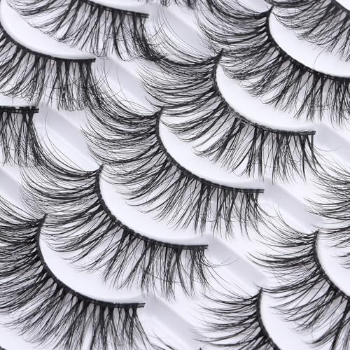 Azenlo 20 Pairs Wispy Faux Mink False Eyelashes Style 20-065, 14mm Fluffy Cat Eye Lashes