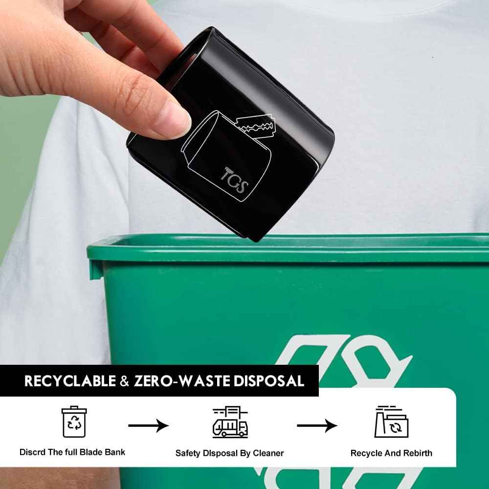 THE GROOMING SOCIETY Razor Blade Storage Bank & Disposal Case, Mail Box for Used DE Safety Razor Blades (Black)