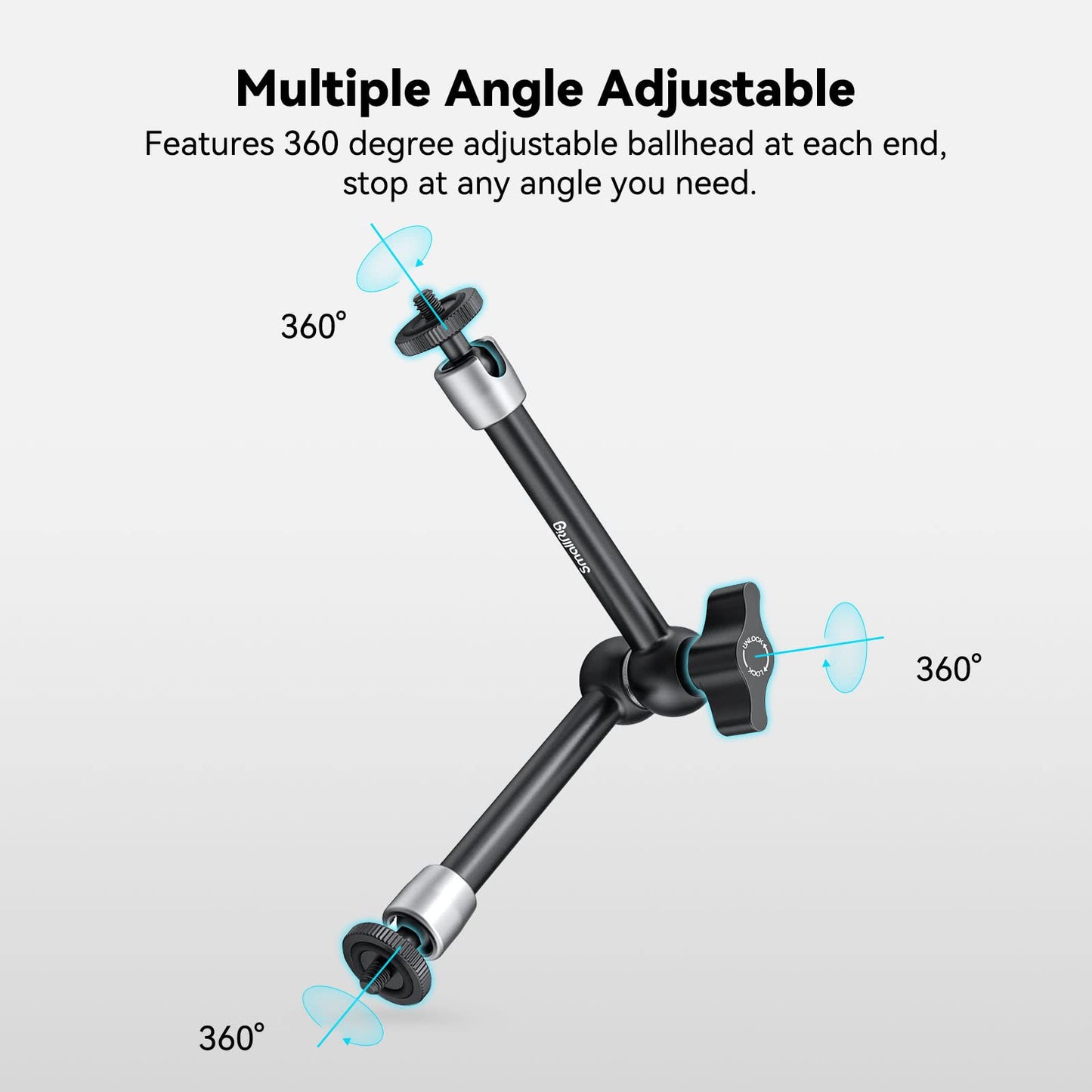 SmallRig 9.8 inch Adjustable Articulating Magic Arm with Both 1/4" Thread Screw for LCD Monitor/LED Lights - 2066B