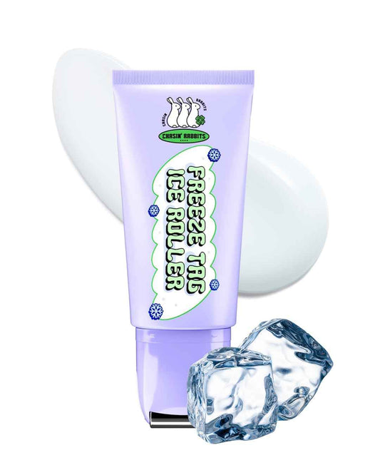 CHASIN' RABBITS Freeze Tag Ice Roller 1.69 fl.oz, Cold Face Roller, Pore Tightening, Skin Firming, Derma Roller, Stainless Steel Gua Sha Gel Serum, Hyaluronic Acid, Corn Mint Extract, Korean Skincare