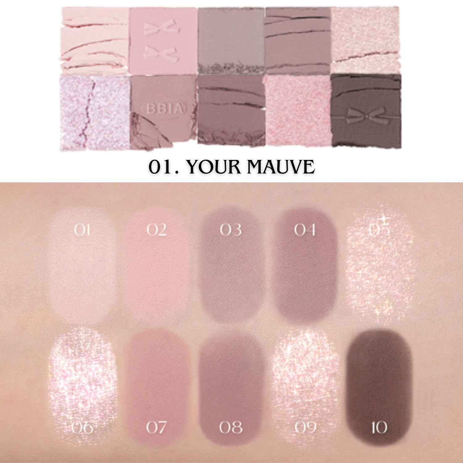 BBIA Essential Eye Palette - Buildable & Blendable Eyeshadow Palette Matte Finish & Gorgeous Shimmer Glitter Pearls Warm Cool Natural Shade Soft Shadow Colors Vegan Korean Makeup (01 YOUR MAUVE)